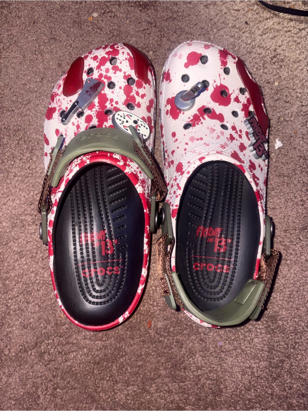 Friday 13th Crocs White & Red Splash Graphic Clogs - Picture 2 of 2